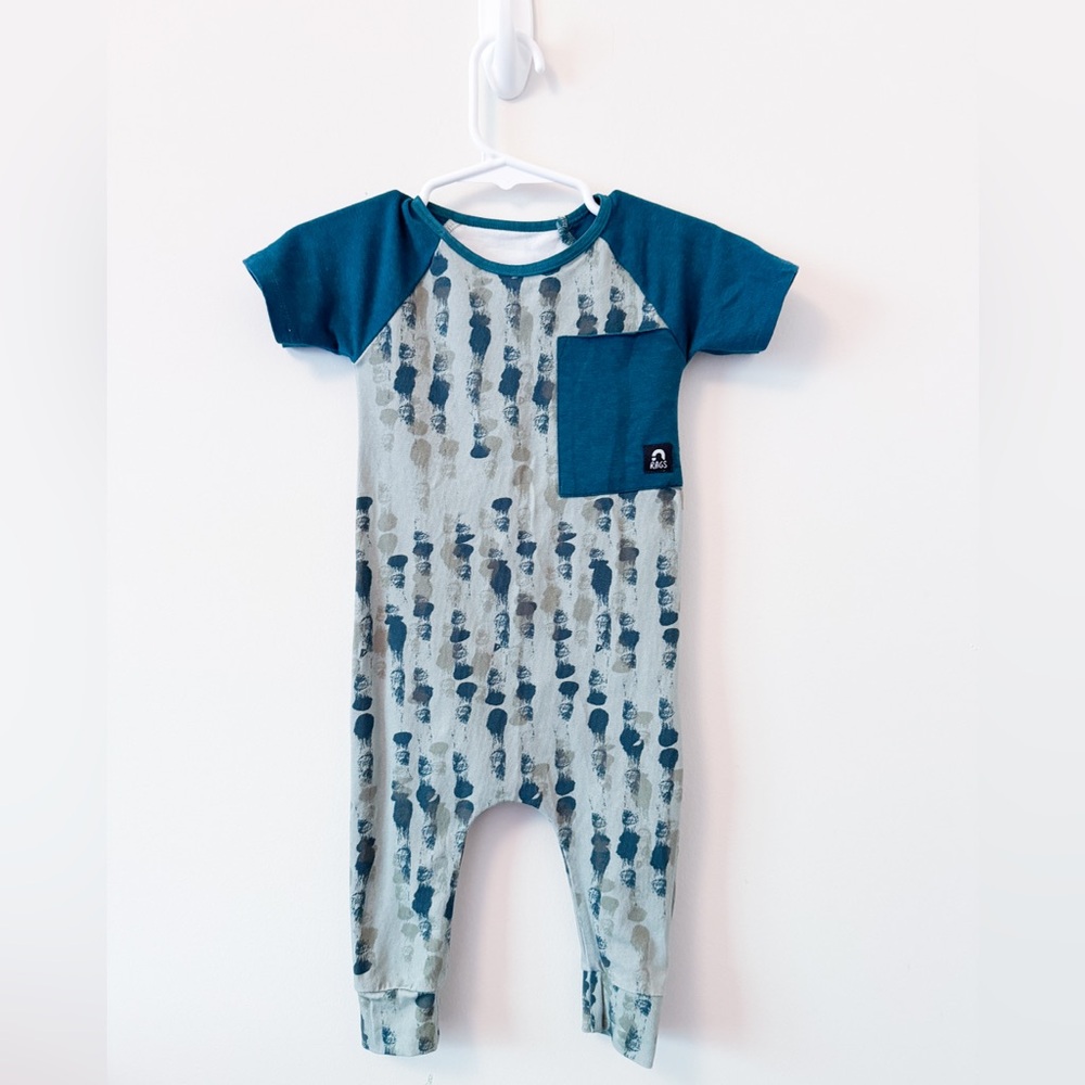 Rags Brand - Teal and Green Baby Romper